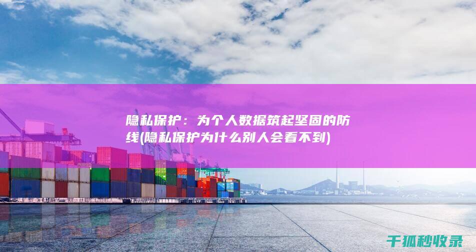 隐私保护：为个人数据筑起坚固的防线 (隐私保护为什么别人会看不到)
